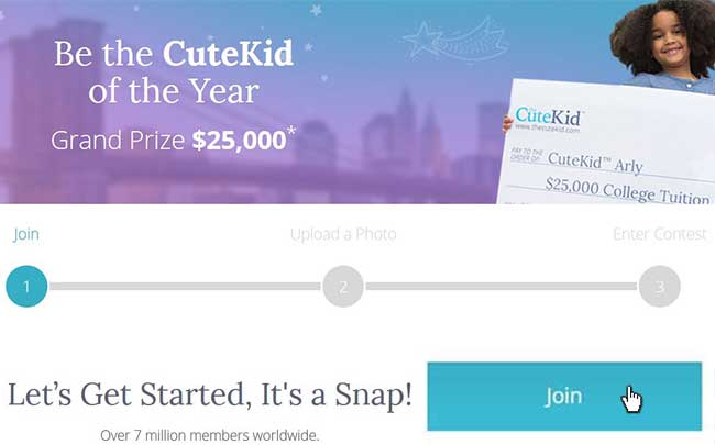 Signup and join the CuteKid contest.